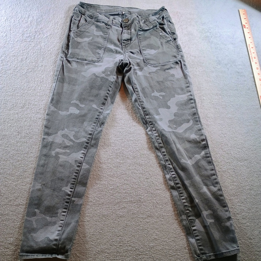 Seven7 Women Camo Skinny Pants Grey Size 6 Stretch Utility Camouflage Urban Edge